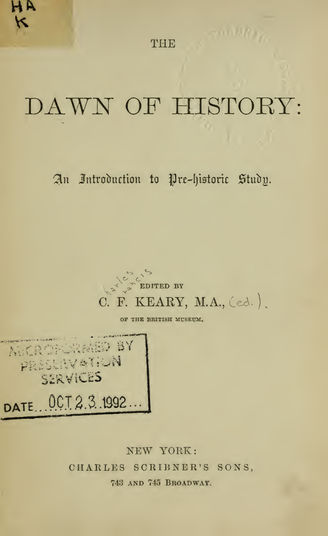 The dawn of history: an introduction to prehistoric study